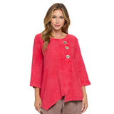 Mineral Wash Asymmetric Cotton Tunic in Red - CG102-RD