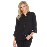 Citron Solid Silk Blend Blouse in Black - 1213SSB