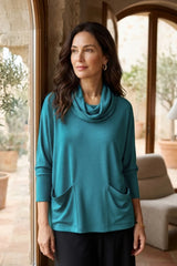 Solid Cowl Neck Tunic - 330103