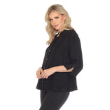 Citron Solid Silk Blend Blouse in Black - 1213SSB