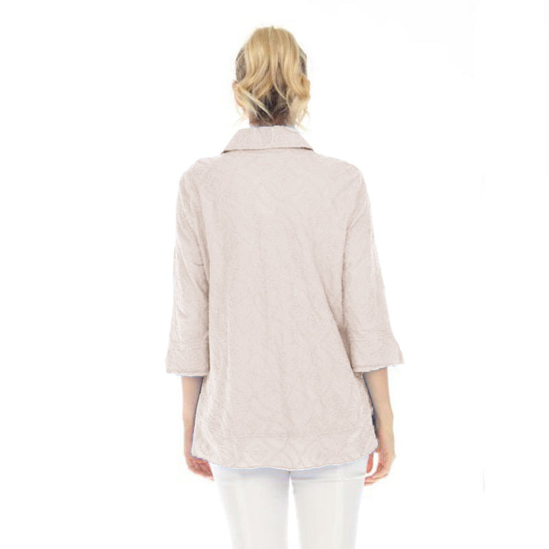 Focus Embroidered Cotton Voile Shirt in Soy Latte - EC-104-SL - Size L Only!
