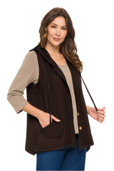 Hooded Textured Waffle Vest in Black - FW144-BLK