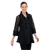 Two-Tone Soutache With Mesh Jacket in Black - 2363-BK - Size XL Only!