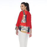 Patchwork Tunic Top in Red - 3523