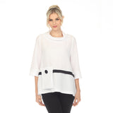 Pocket Tunic Top w/ Contrast Trim - 3547-WHT