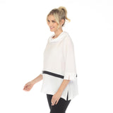Pocket Tunic Top w/ Contrast Trim - 3547-WHT