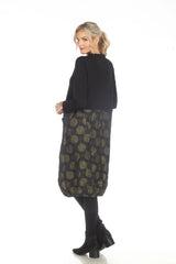 Polka-Dot Midi Dress in Black/Olive - 3558-POK