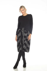 Chain Link Sweater Dress in Black/Grey - 3558-GRY