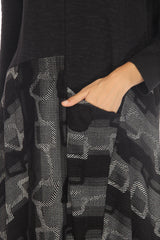Chain Link Sweater Dress in Black/Grey - 3558-GRY