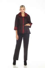 Jacquard Button Front Jacket in Red- 3596 TAF