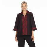 Two-Tone Jacquard Jacket in Red- 3597