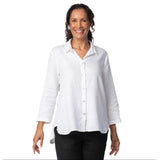 Hi-Low Button Front Shirt in White - 41531-WT - Size S Only!