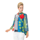 Mixed Floral Asymmetric Jacket W/Detachable Rose - 6160J-RD