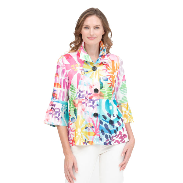 Damee Abstract Vibrant Watercolor-Print Jacket - 4868-PNK - Limited Sizes!