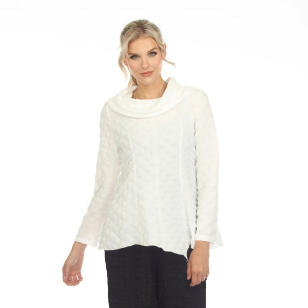 Moonlight Textured Polka-Dot Tunic Top in Ivory - 3613-IVO