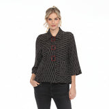 Geometric-Print Button Front Jacket - 3616