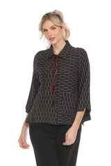 Geometric-Print Button Front Jacket - 3616