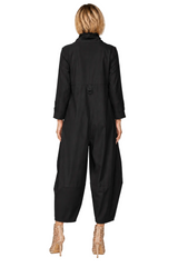 Zip-Front Cropped-Leg Jumpsuit in Black - 3297JS-BK