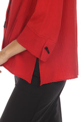 Patch Trim Shirt/Jacket in Red - 3649-RD