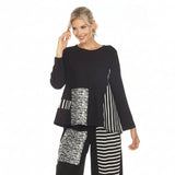 Colorblock Stripe Top in Black/White - 3650
