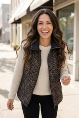 Reversible Printed Quilt Puffer Vest - 36725