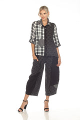 Mixed-Media Print Button Front Shirt - 3693