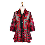 Soutache Design on Mesh Button Front Jacket in Red - 2363-RD - Size XS Only!