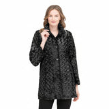 Plush Textured Button-Front Coat/Jacket Silver/Black - 4924-SLV - Size XL Only!