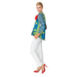 Mixed Floral Asymmetric Jacket W/Detachable Rose - 6160J-RD