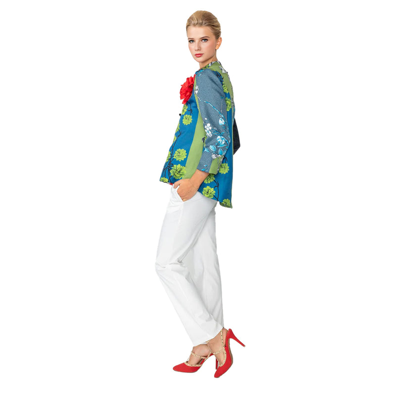 IC Collection Mixed-Media Jacket with Detachable Red Flower - 6160J-RD