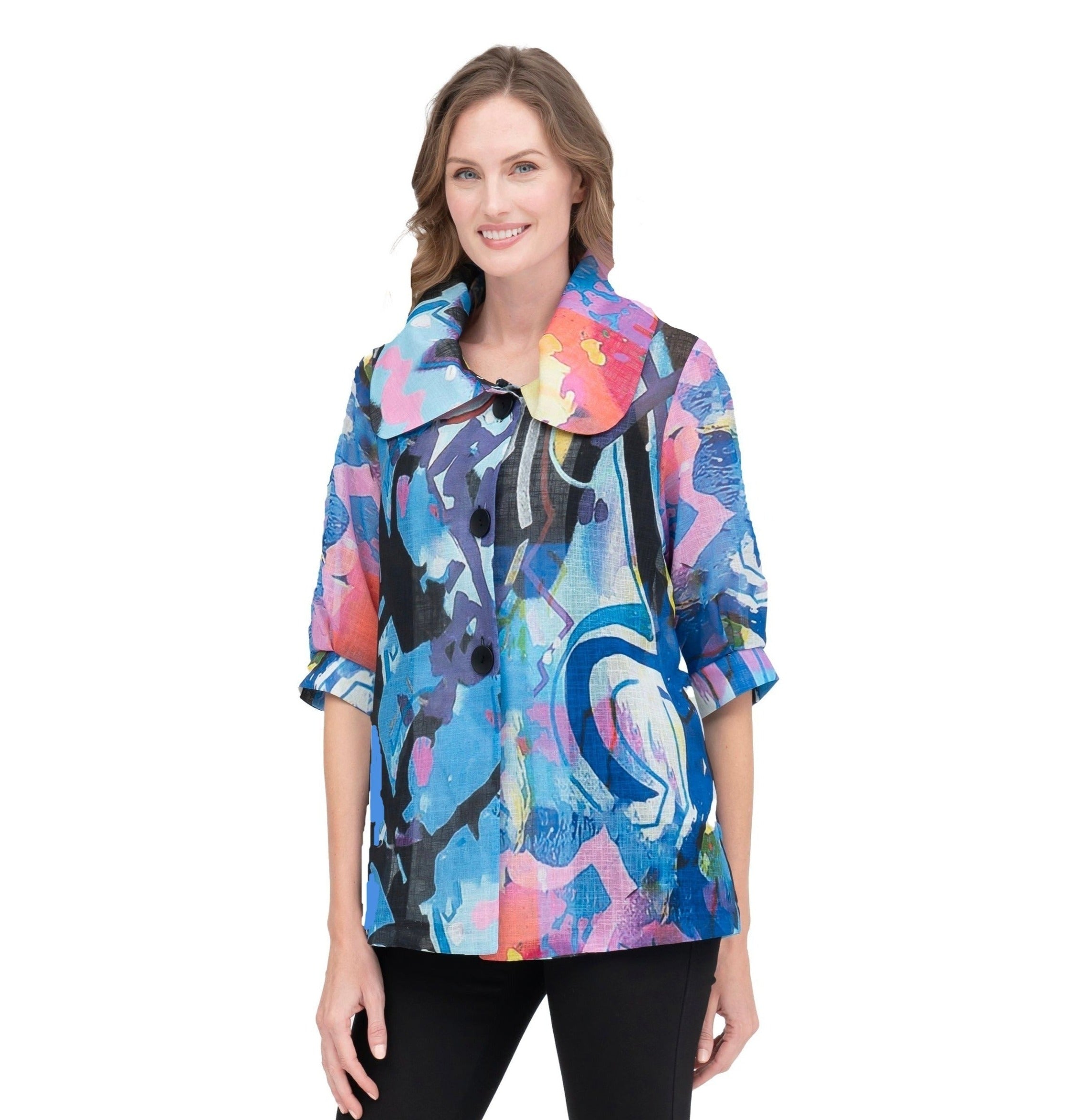 Damee Modern Art MidLength Lightweight Swing Jacket 4887 Shop My