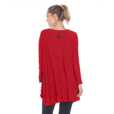Crinkle Textured Tunic W/ Pockets in Red - 2754-RD