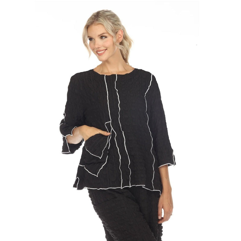 Moonlight Textured Tunic Top in Black/White 3706