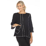Textured Tunic Top in Black/White 3706 - Sizes M & XXL