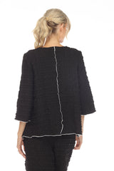 Textured Tunic Top in Black/White 3706 - Sizes M & XXL
