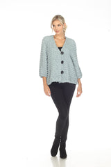 Button Front Pucker Jacket in Sage Blue - 3714-BLU