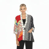 Mixed Print One-Button Jacket - 3725 / 3658