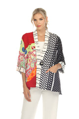 Mixed Print One-Button Jacket - 3725 / 3658