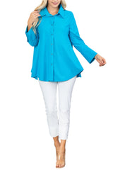 High-Low Blouse in Turquoise - 3778B-TQ