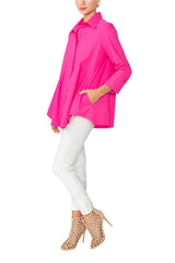 Solid High-Low Pocket Shirt in Pink - 3778B-PK