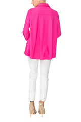 Solid High-Low Pocket Shirt in Pink - 3778B-PK