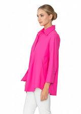 Swing Pocket Shirt with High-Low Hem in Pink - 3778B-PK