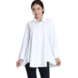 Swing Pocket Shirt with High-Low Hem in White - 3778B-WT