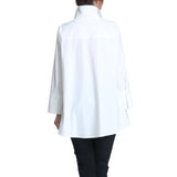 Swing Pocket Shirt with High-Low Hem in White - 3778B-WT