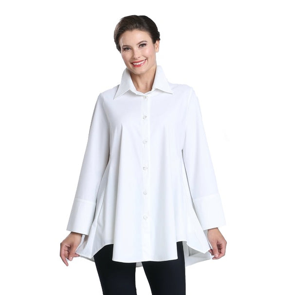 IC Collection High-Low Shirt w/Pockets in White - 3778B-WT
