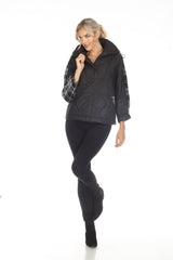 Mixed-Media Quilted Pullover Jacket - 3782