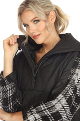 Mixed-Media Quilted Pullover Jacket - 3782