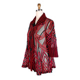 Soutache Design on Mesh Button Front Jacket in Red - 2363-RD - Size XS Only!