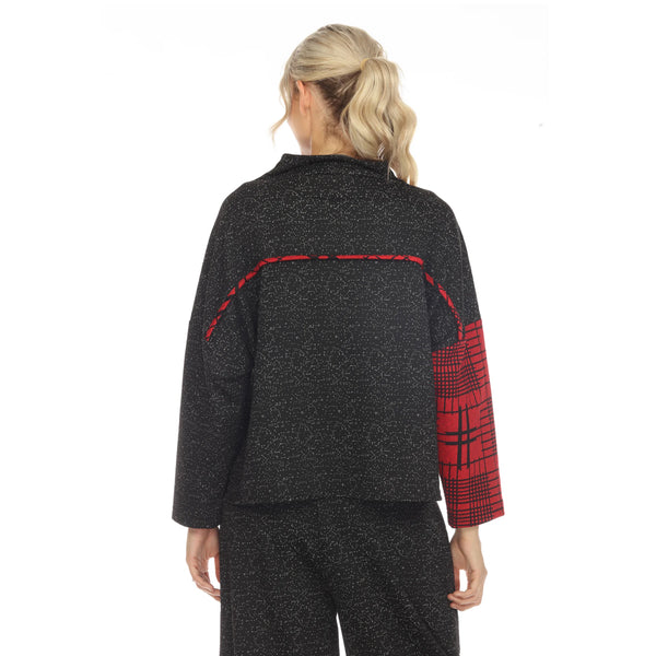 Moonlight Colorblock Geometric Soft Knit Sweater Top in Red - 3800
