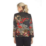 Floral-Print Short Jacket in Red Multi - 3809